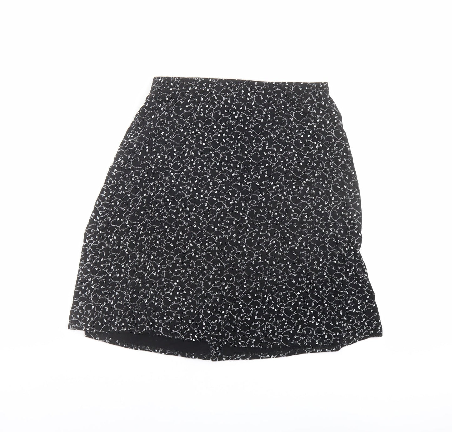 Briggs New York Womens Black Floral Nylon A-Line Skirt Size S