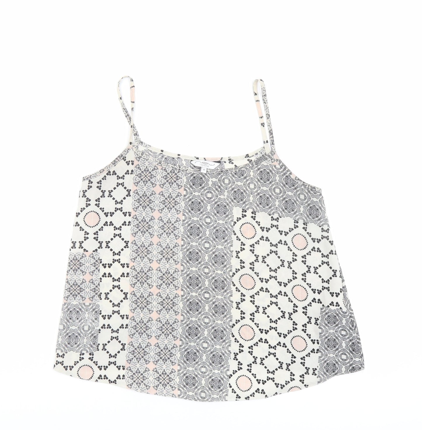 New Look Womens Multicoloured Geometric Polyester Camisole Tank Size 10 Scoop Neck