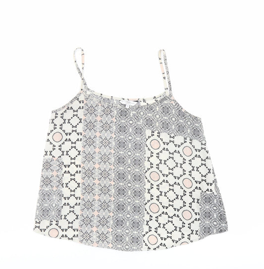 New Look Womens Multicoloured Geometric Polyester Camisole Tank Size 10 Scoop Neck
