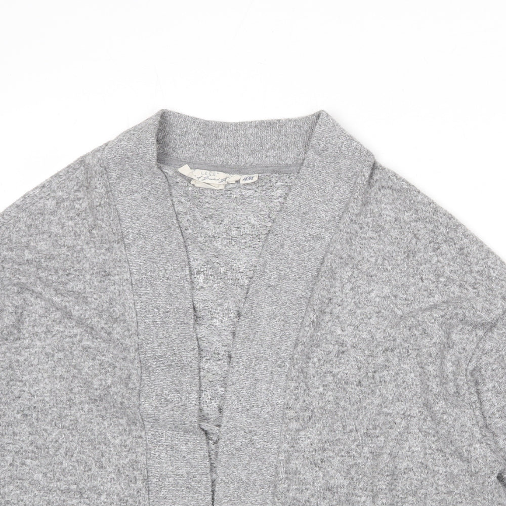 H&M Womens Grey V-Neck Polyester Cardigan Jumper Size XS