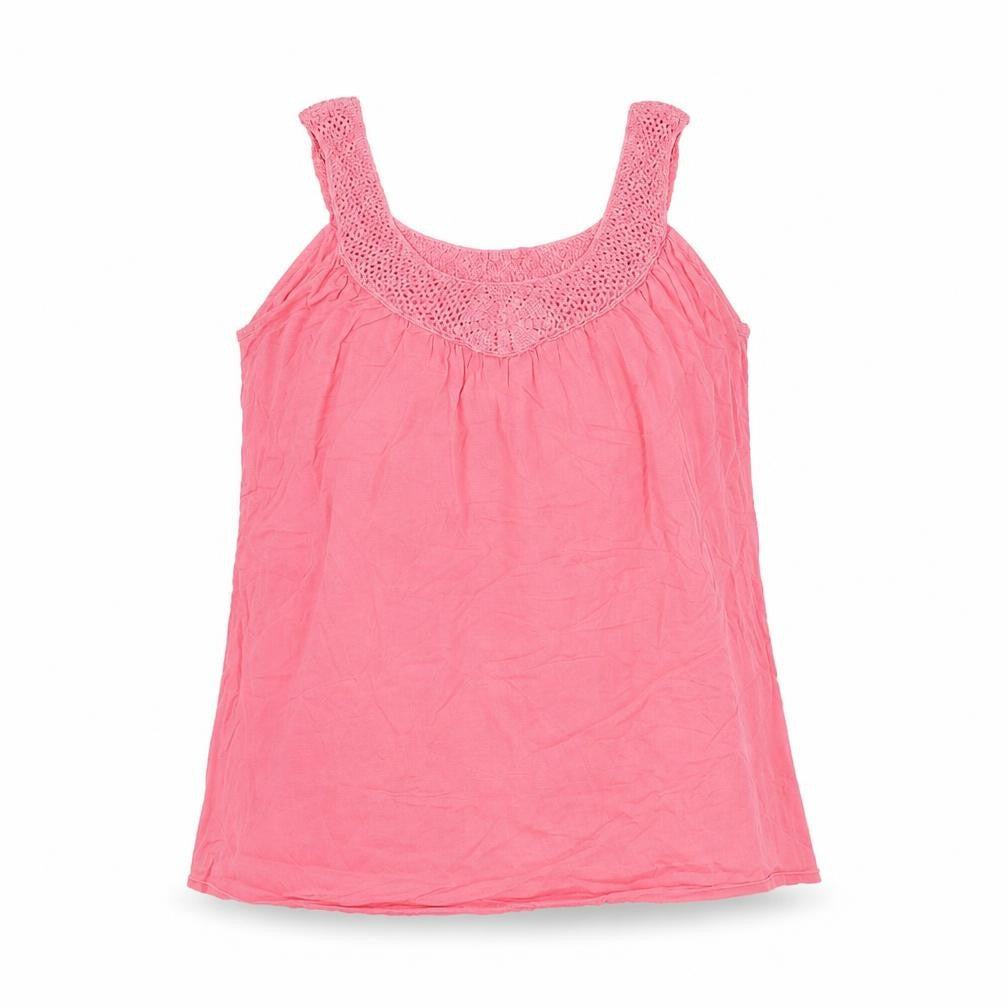 Great Plains Womens Pink Polyester Basic Tank Size S Scoop Neck - Crochet Detail