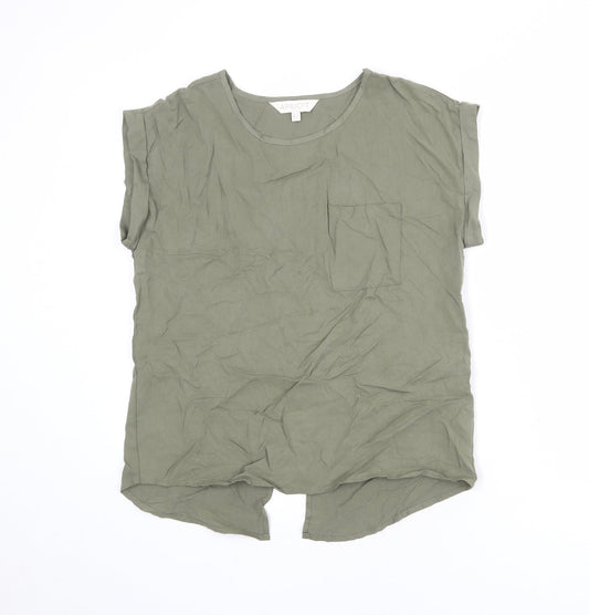 Apricot Womens Green Lyocell Basic T-Shirt Size 8 Round Neck - Pocket Detail