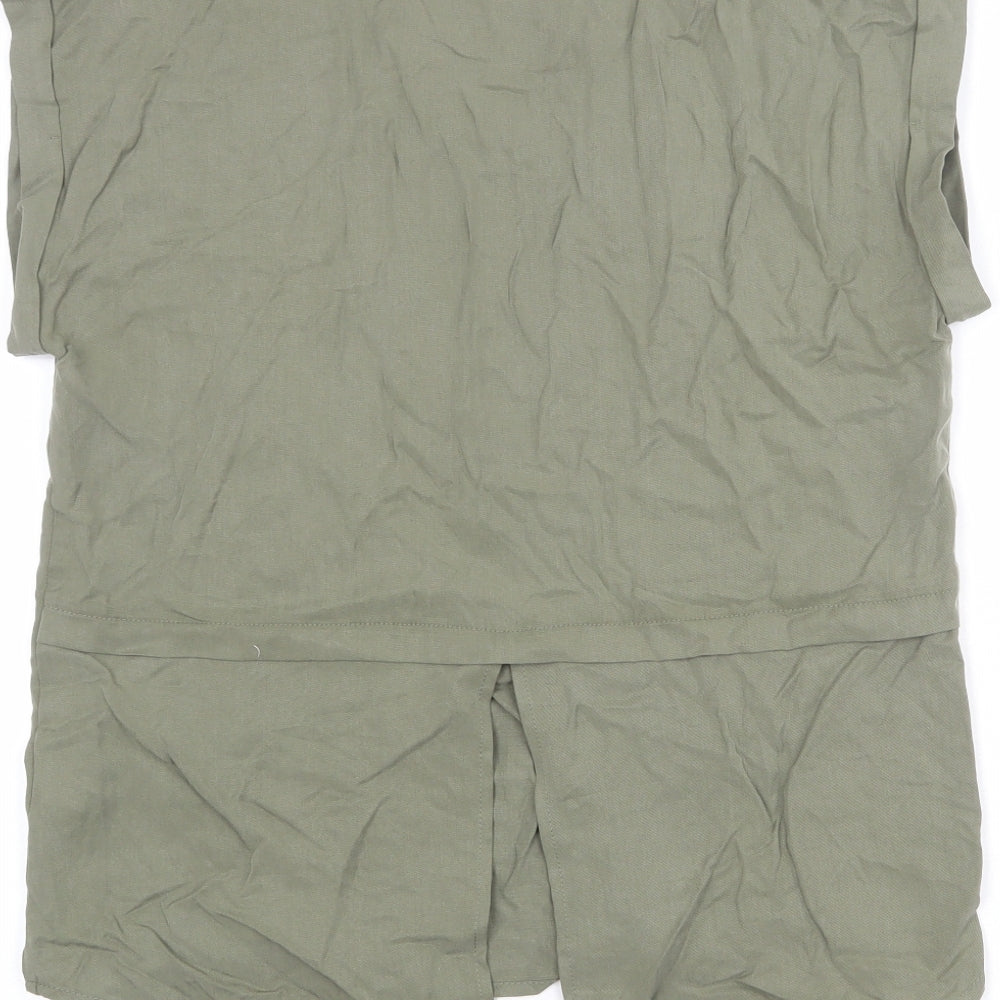 Apricot Womens Green Lyocell Basic T-Shirt Size 8 Round Neck - Pocket Detail