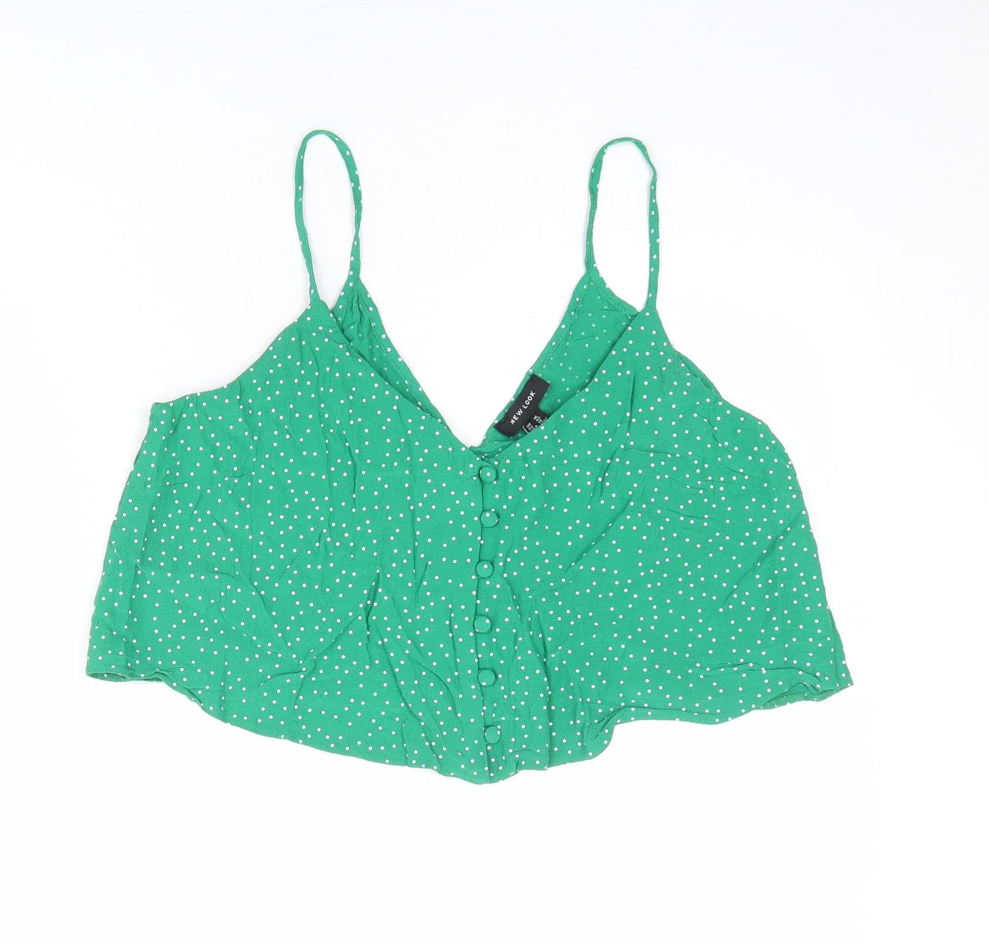 New Look Womens Green Polka Dot Viscose Camisole Tank Size 14 V-Neck