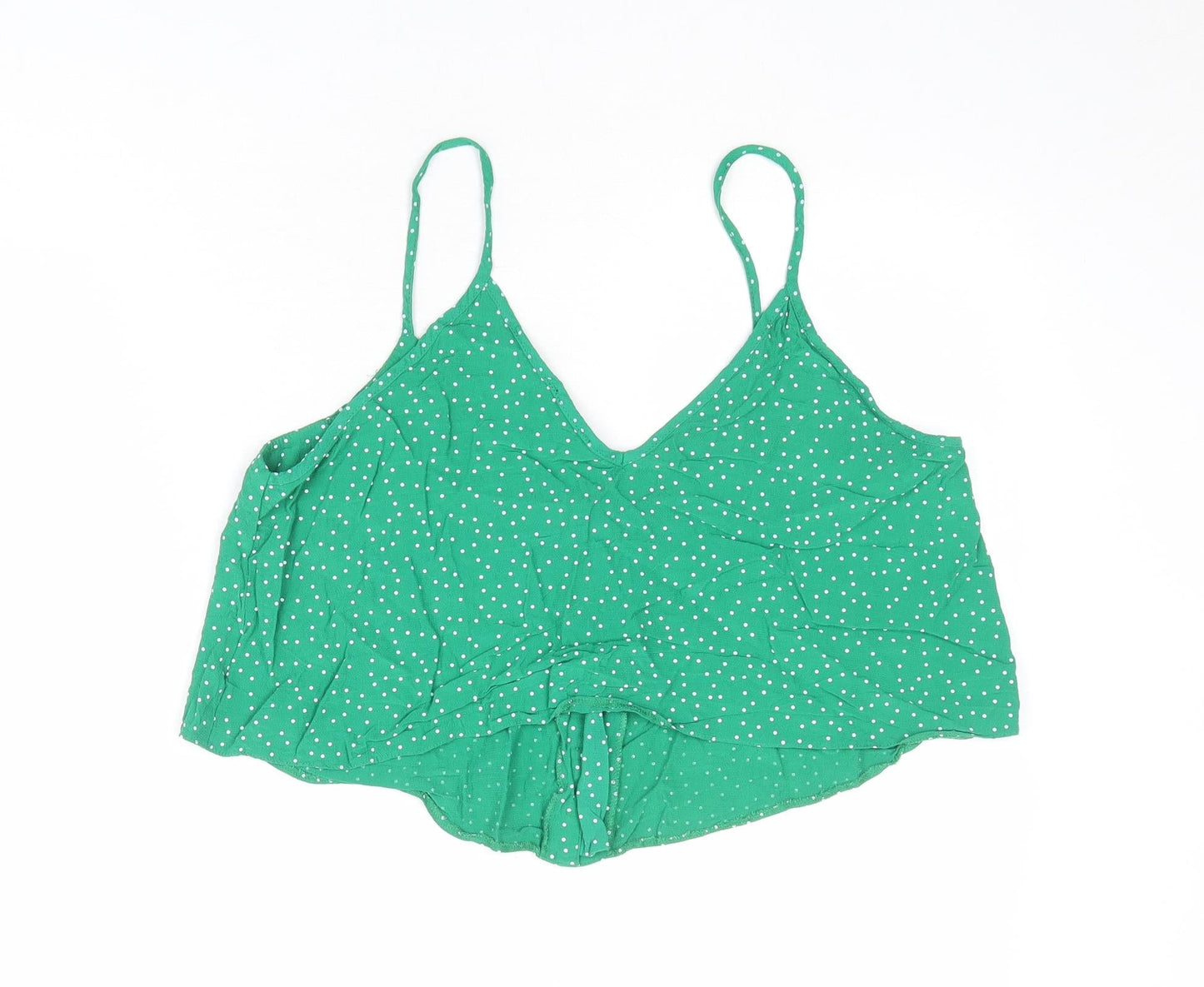 New Look Womens Green Polka Dot Viscose Camisole Tank Size 14 V-Neck