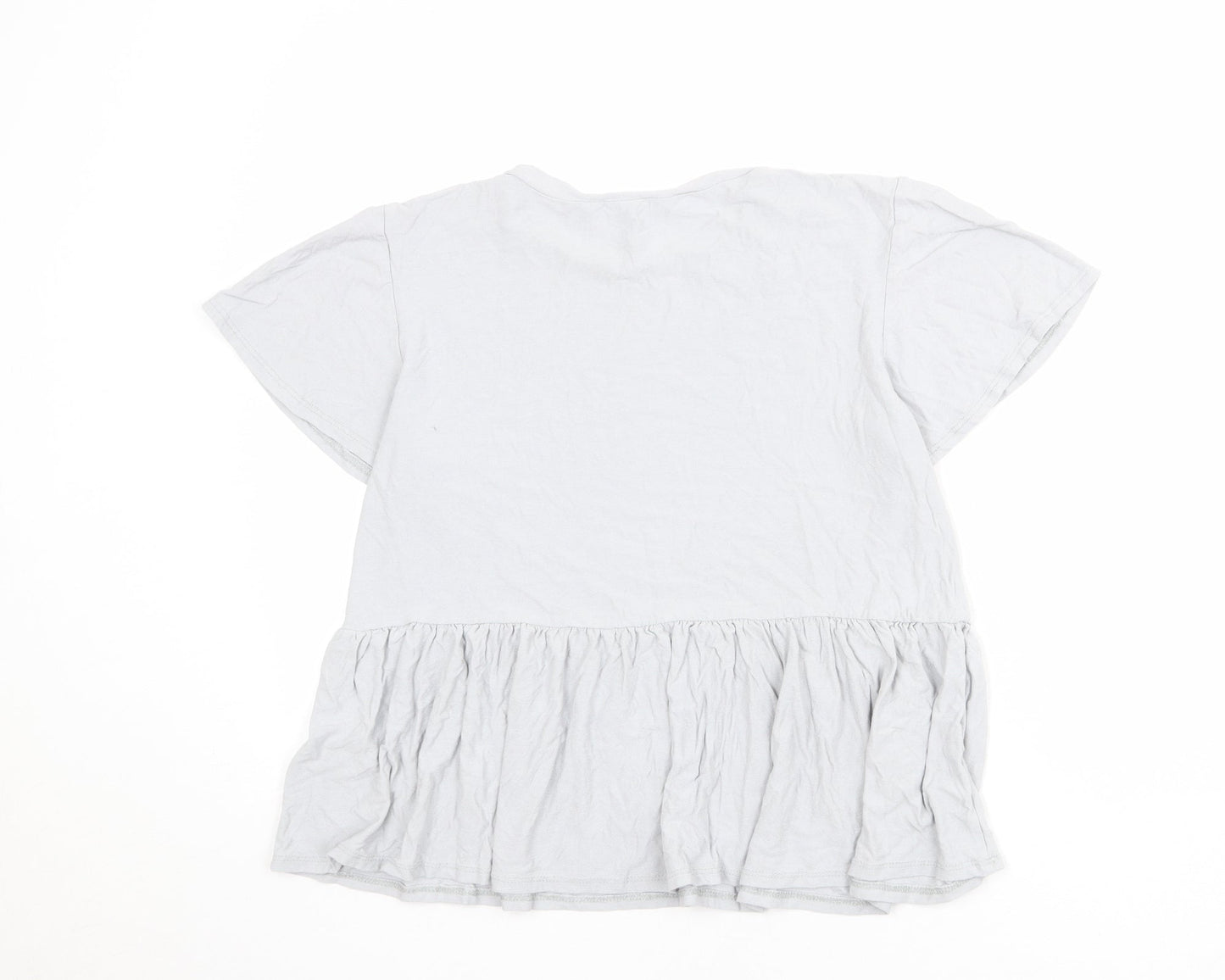 New Look Womens Blue Viscose Basic T-Shirt Size 12 Crew Neck - Peplum