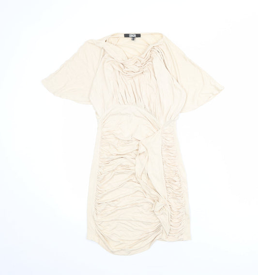 ASOS Womens Beige Viscose Mini Size 8 Cowl Neck Pullover