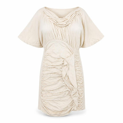Front view of ASOS women’s beige viscose mini, size UK 8, cowl neck pullover