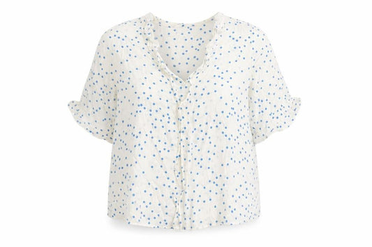Marks and Spencer Womens Ivory Polka Dot Viscose Basic Blouse Size 18 V-Neck