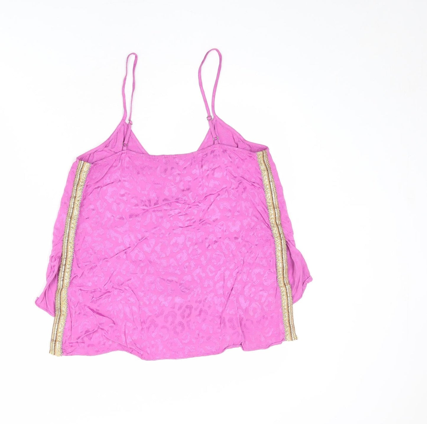 River Island Womens Purple Animal Print Viscose Camisole Tank Size 10 V-Neck - Side Stripe Detail