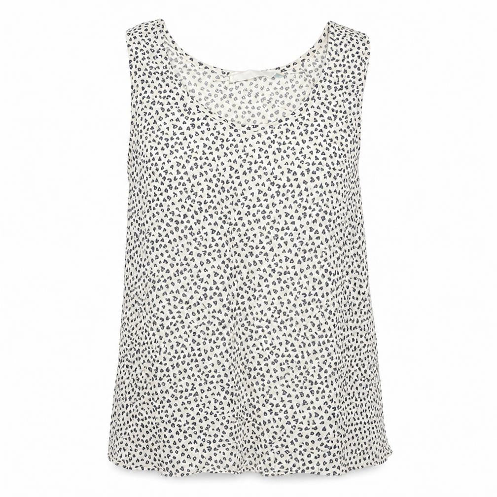 John Lewis Womens Beige Geometric Viscose Basic Tank Size 14 V-Neck - Heart Pattern