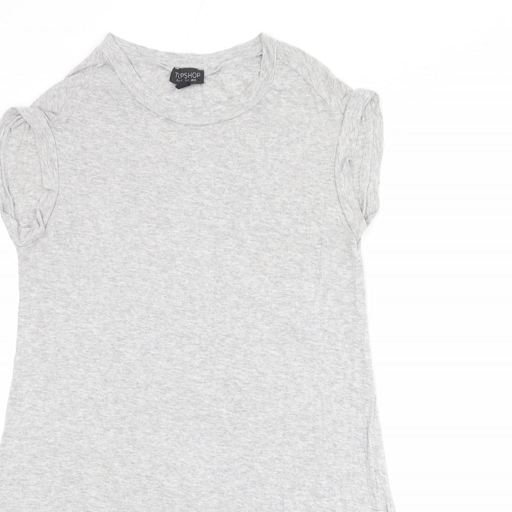 Topshop Womens Grey Viscose T-Shirt Dress Size 8 Crew Neck Pullover