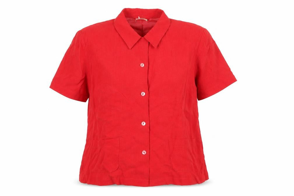 Country Casuals Womens Red Cupro Basic Button-Up Size 14 Collared