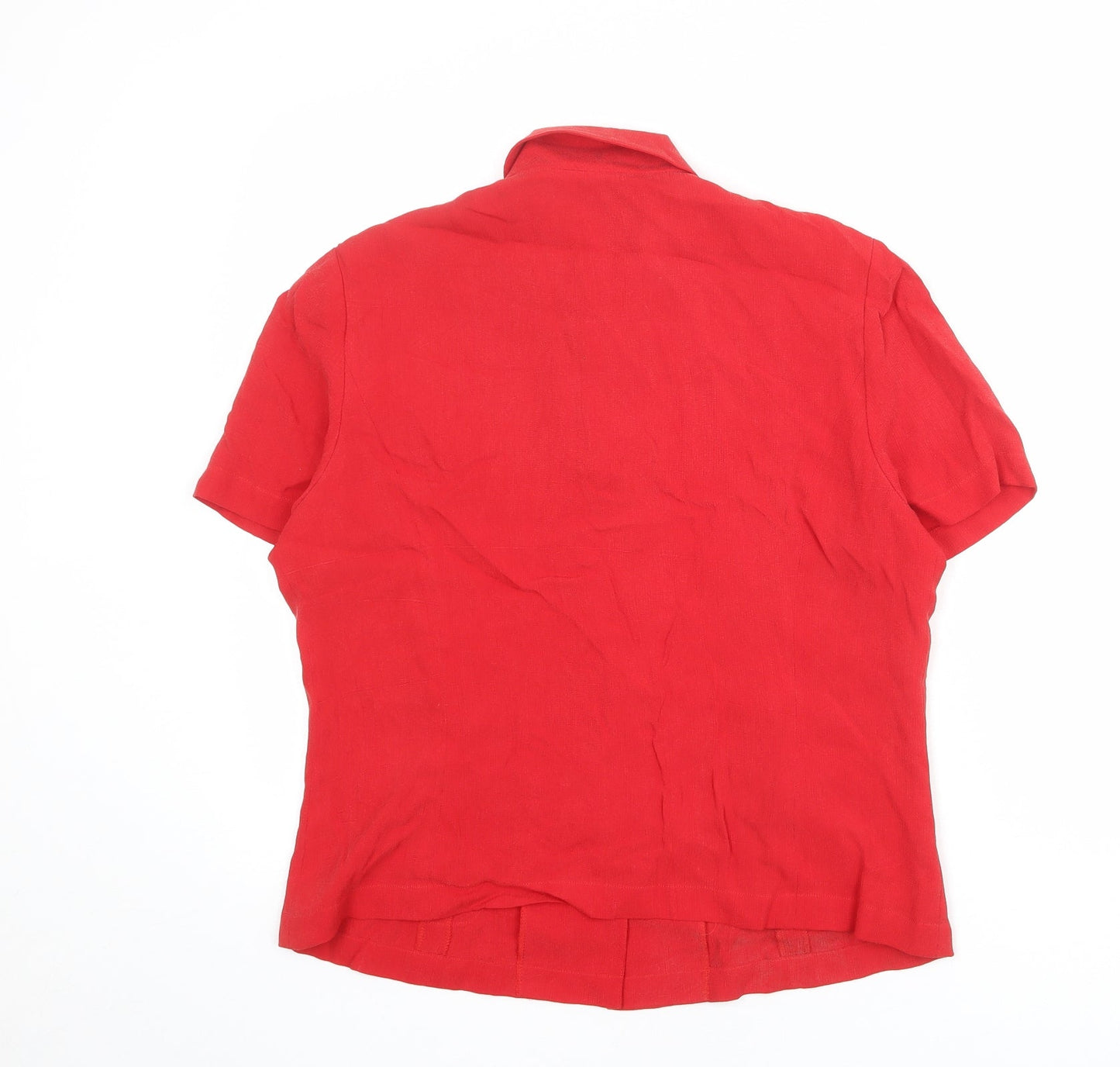Country Casuals Womens Red Cupro Basic Button-Up Size 14 Collared
