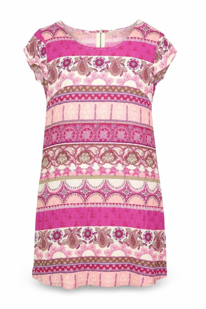 Anmol Womens Multicoloured Geometric Viscose A-Line Size 12 Round Neck Zip
