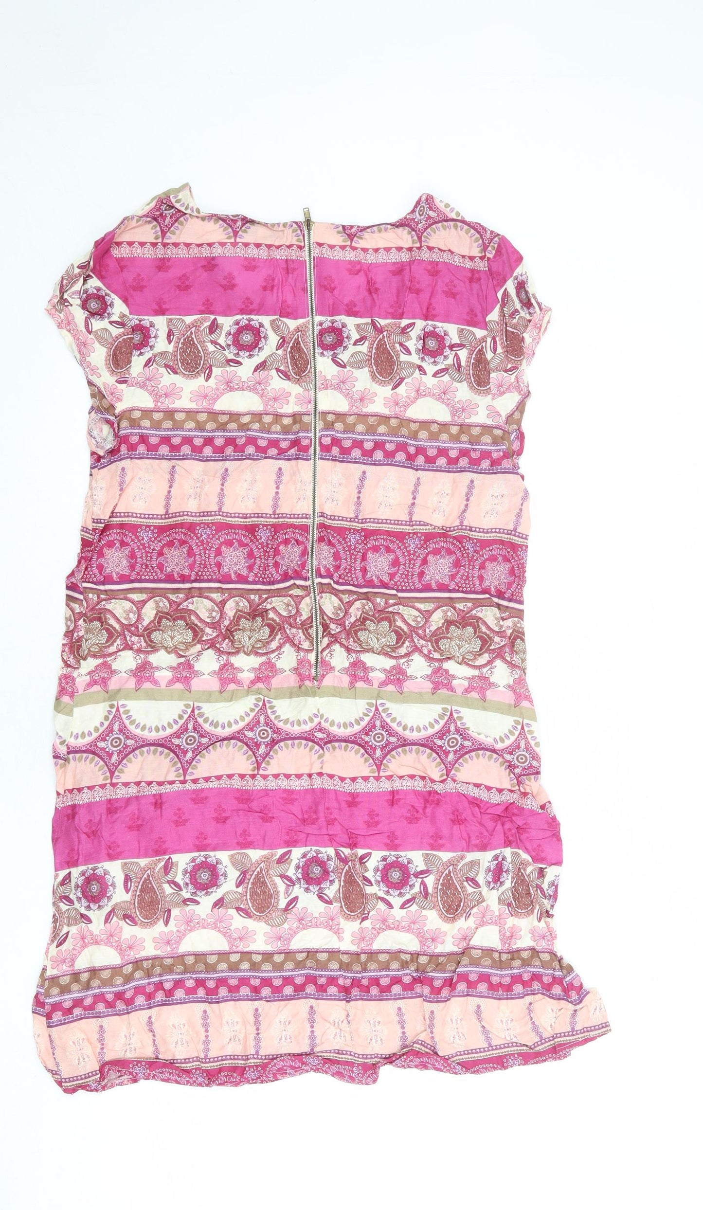 Anmol Womens Multicoloured Geometric Viscose A-Line Size 12 Round Neck Zip