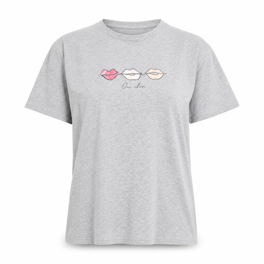 New Look Womens Grey Cotton Basic T-Shirt Size 10 Round Neck - Oui Cheri