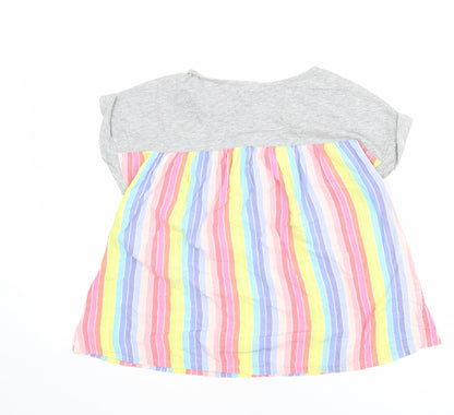 Back view of Gap girls’ multicoloured striped cotton basic t-shirt, size 2XL, boat neck pullover