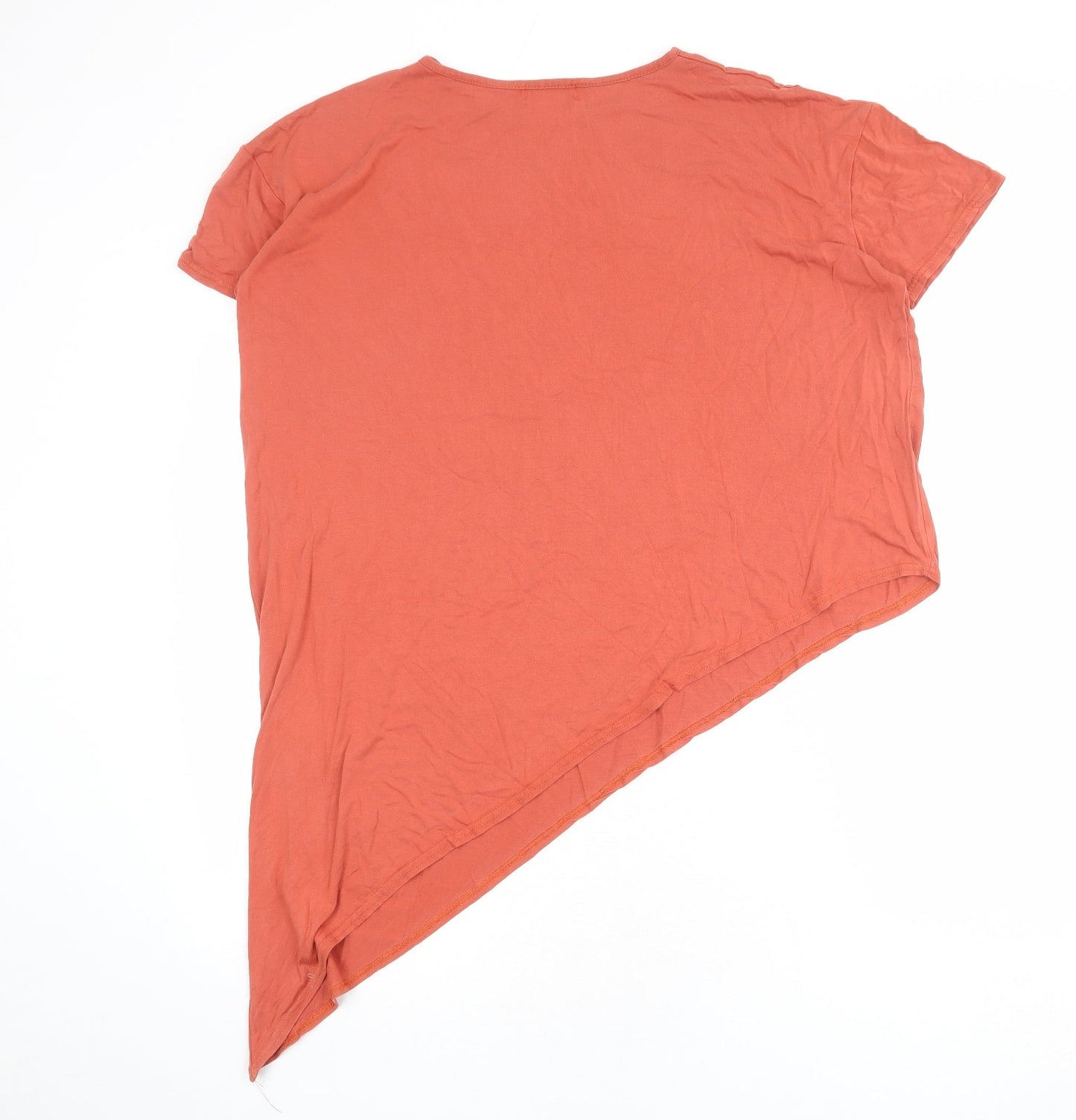 PRETTYLITTLETHING Womens Red Viscose Basic T-Shirt Size 8 Round Neck
