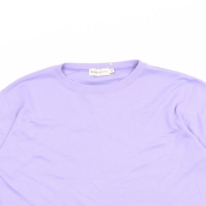 Bonmarché Womens Purple Polyester Basic T-Shirt Size M Round Neck