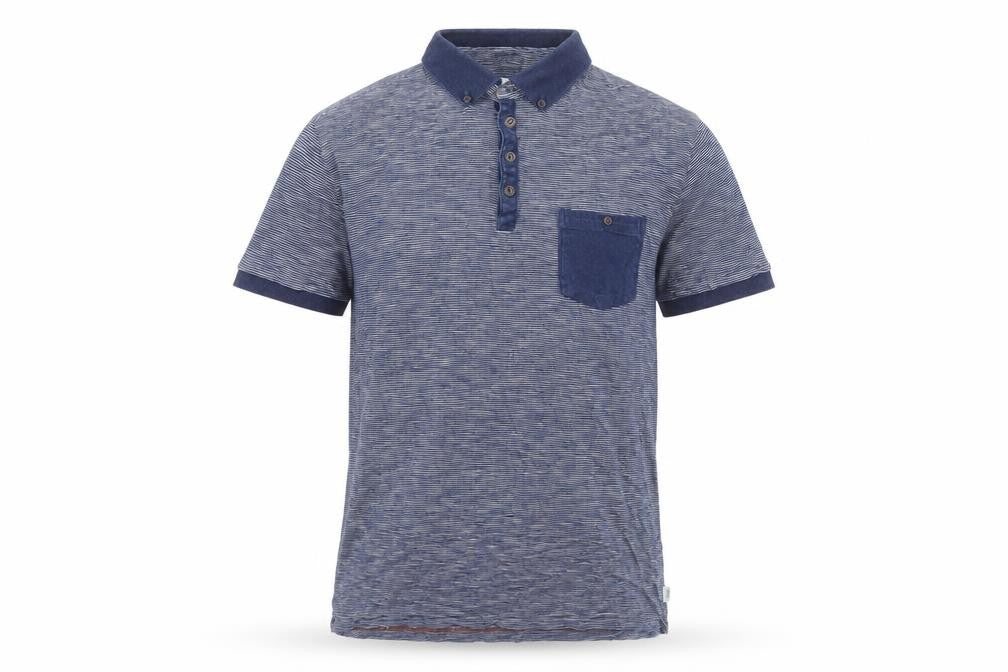 Next Mens Blue Striped 100% Cotton Polo Size M Collared Button