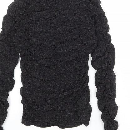 Divided by H&M Womens Black Nylon Basic Blouse Size M Boat Neck