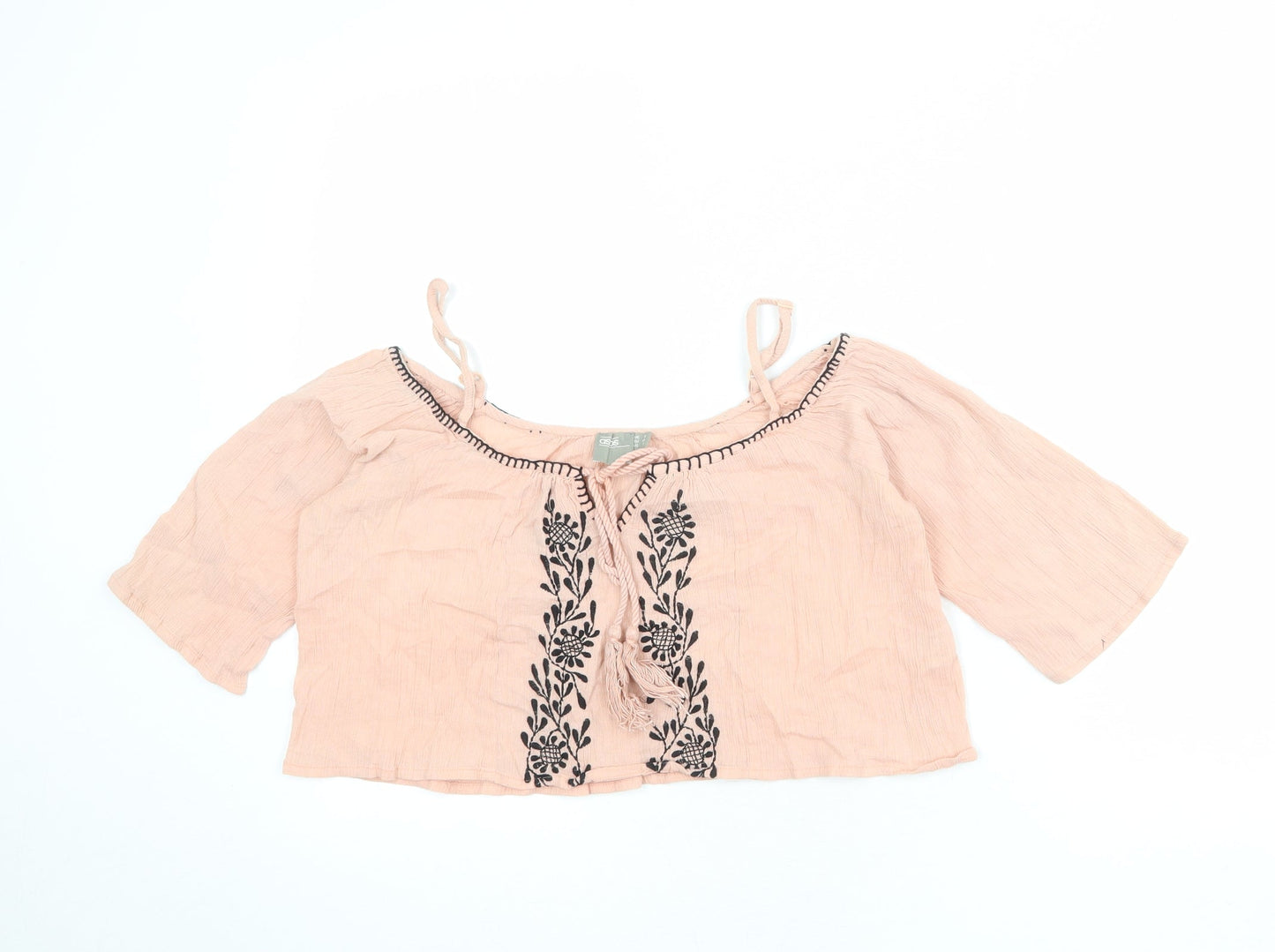 ASOS Womens Pink Cotton Basic Blouse Size 8 Off the Shoulder