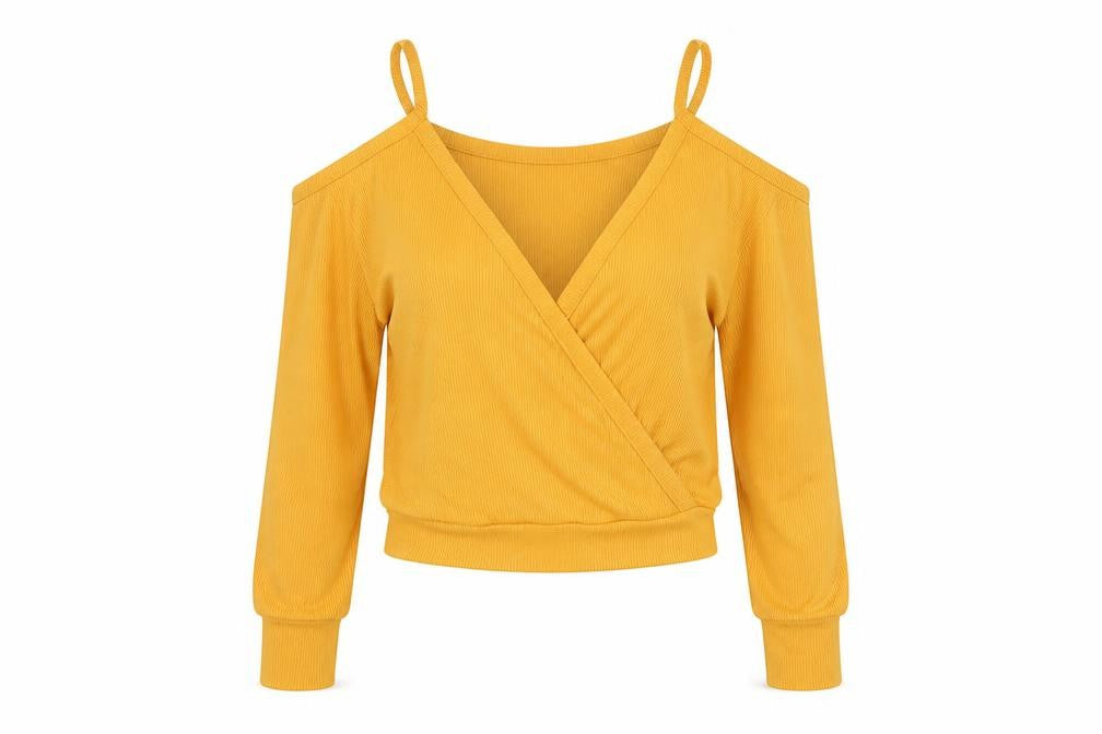 Boohoo Womens Orange Polyester Basic Blouse Size 8 V-Neck - Ribbed
