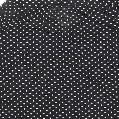 H&M Womens Black Polka Dot Polyester Basic Blouse Size S V-Neck