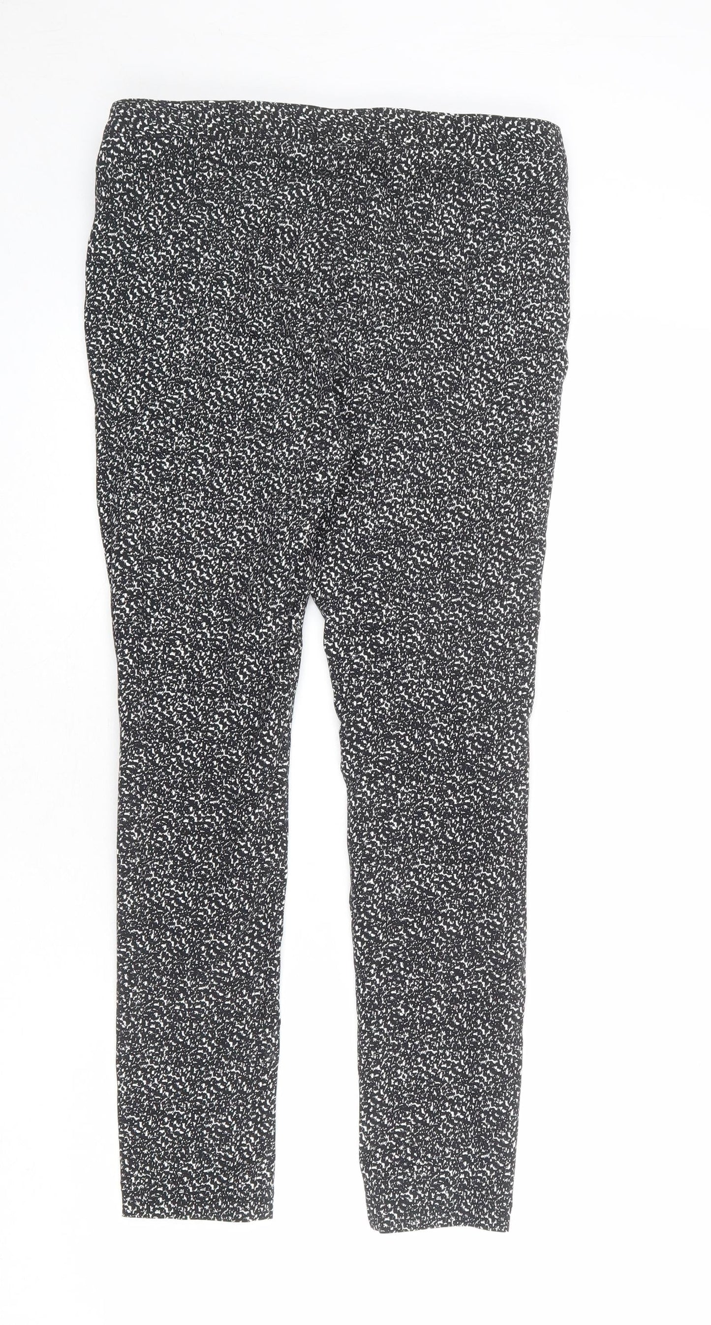 Dorothy Perkins Womens Black Geometric Viscose Trousers Size 12 L28 in Regular Zip