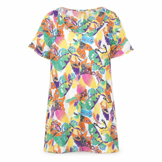 Next Womens Multicoloured Geometric Viscose T-Shirt Dress Size 10 Round Neck Pullover - Butterfly pattern