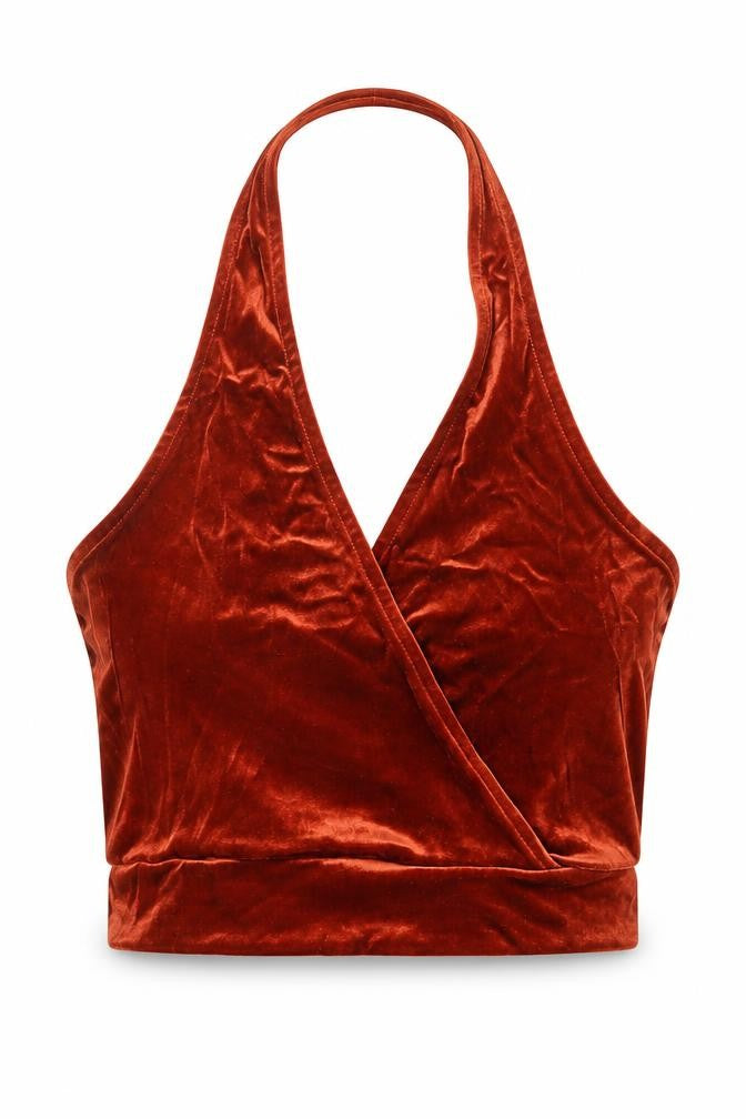 Cooperative Womens Orange Polyester Cropped Tank Size XS Halter