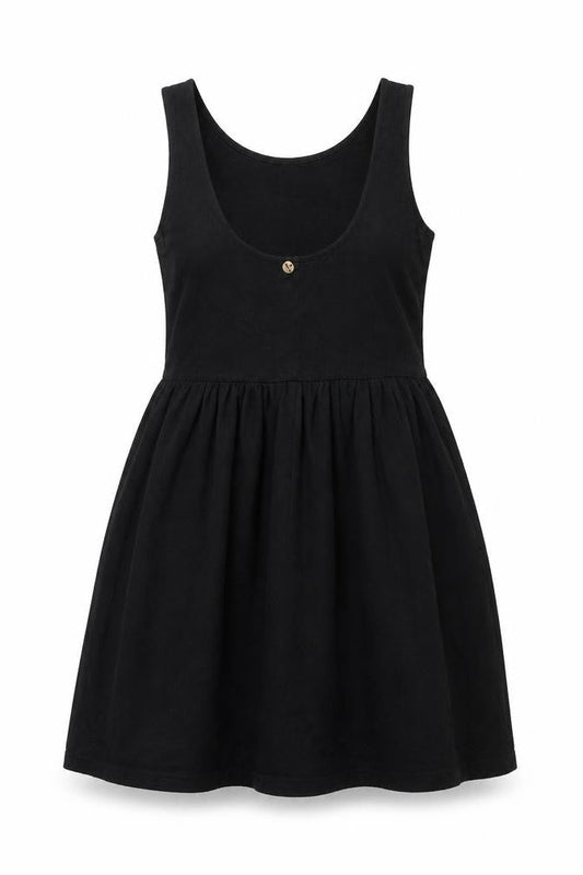 Attrattivo Womens Black Cotton Tank Dress Size 12 Scoop Neck Pullover