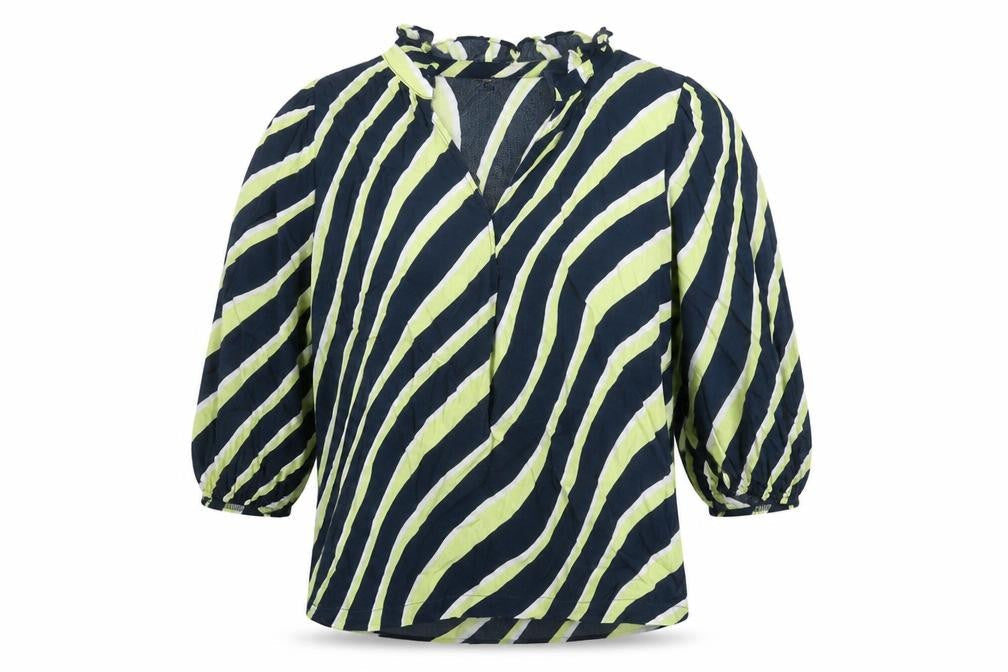 Marks & Spencer Womens Blue Striped Viscose Basic Blouse Size 10 V-Neck