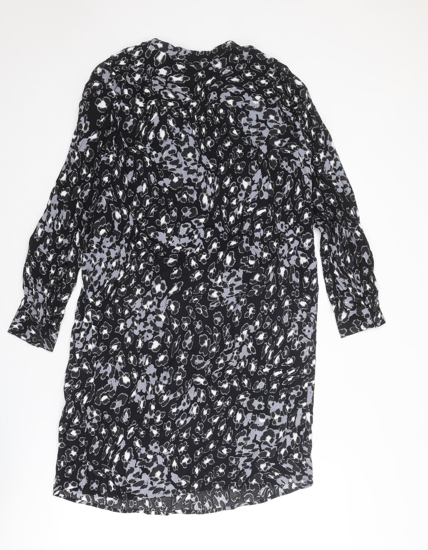 Marks and Spencer Womens Black Geometric Viscose A-Line Size 8 Sweetheart Pullover