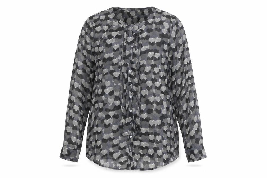 Kookai Womens Grey Geometric Polyester Basic Button-Up Size 14 Round Neck