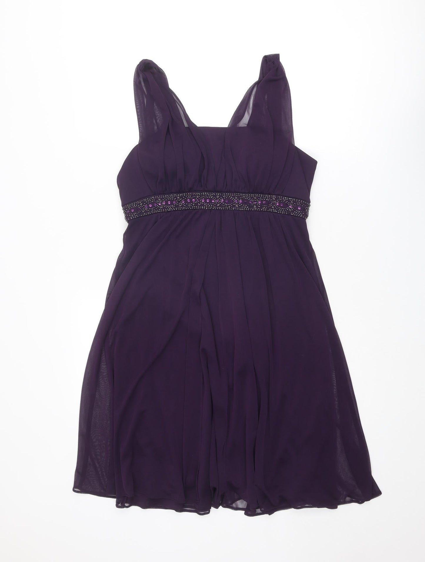 Dressbarn Womens Purple Polyester Trapeze & Swing Size 10 Square Neck Zip