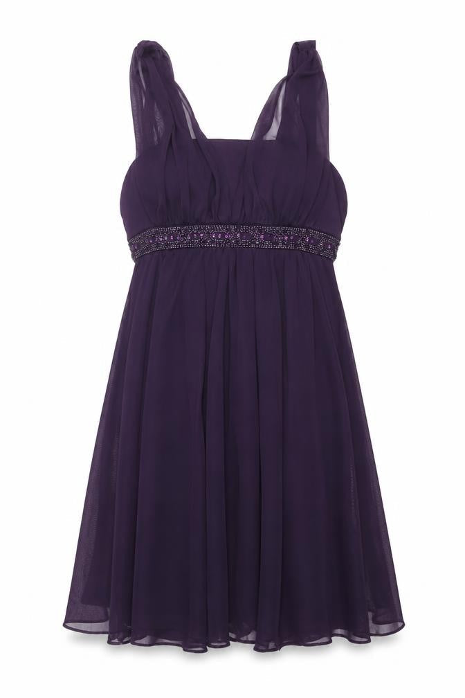 Dressbarn Womens Purple Polyester Trapeze & Swing Size 10 Square Neck Zip