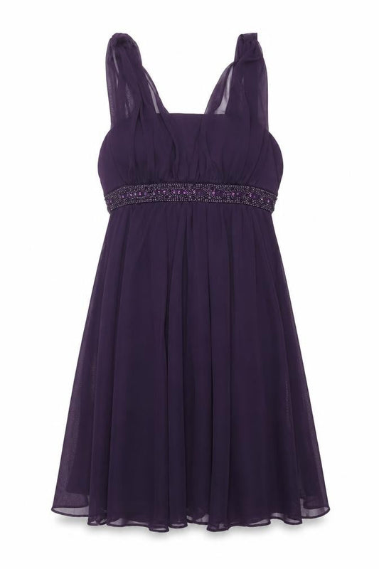 Dressbarn Womens Purple Polyester Trapeze & Swing Size 10 Square Neck Zip