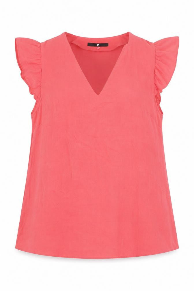 Very Womens Pink Polyester Basic Blouse Size 14 V-Neck