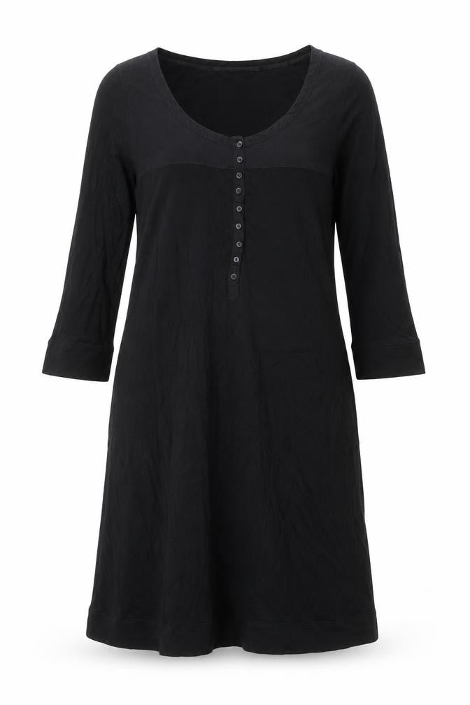 H&M Womens Black Viscose A-Line Size M Scoop Neck Button