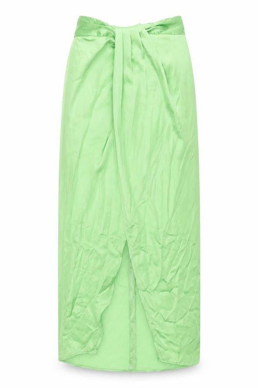 Zara Womens Green Polyester Maxi Skirt Size S Zip