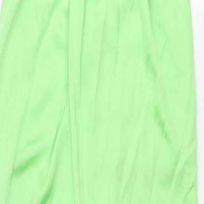 Zara Womens Green Polyester Maxi Skirt Size S Zip