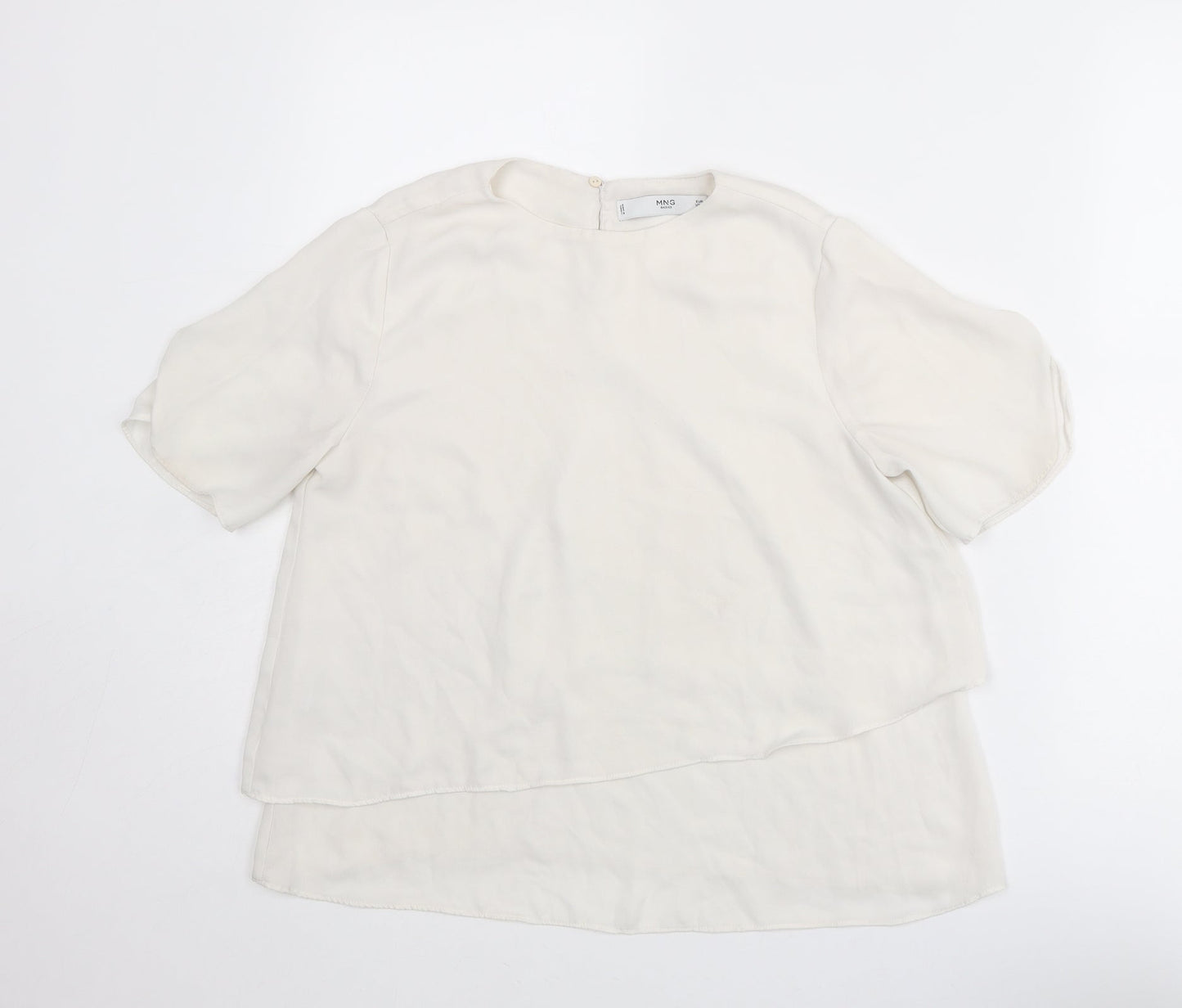 Mango Womens White Polyester Basic Blouse Size XS Round Neck