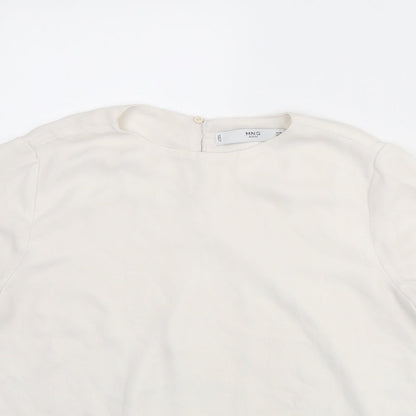 Mango Womens White Polyester Basic Blouse Size XS Round Neck