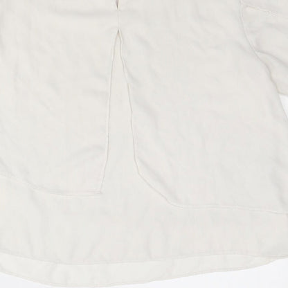 Mango Womens White Polyester Basic Blouse Size XS Round Neck