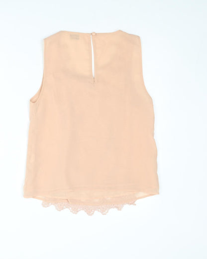 Back view of Miss Selfridge women’s pink polyester basic tank, size UK 10, scoop neck