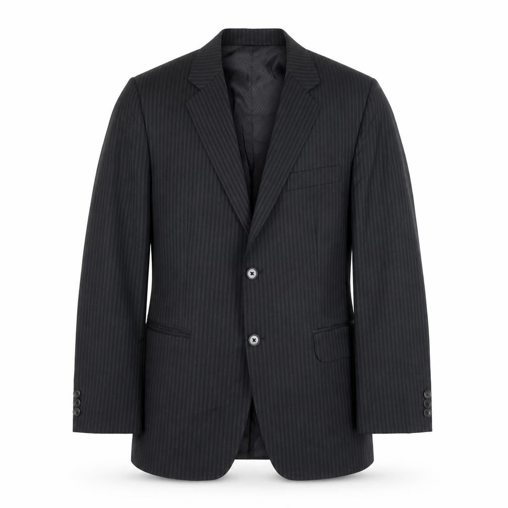 The Raymond Mens Black Striped Polyester Jacket Suit Jacket Size 36 Regular