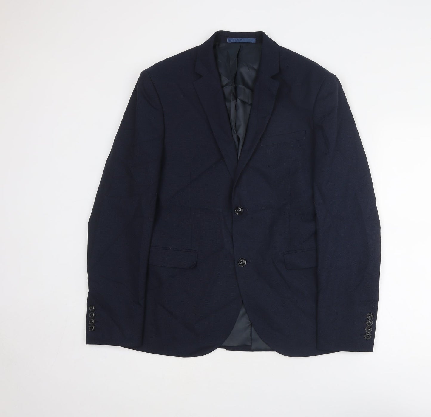 Topman Mens Blue Polyester Jacket Suit Jacket Size 40 Regular