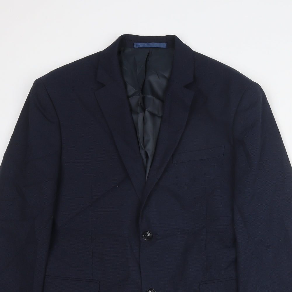 Topman Mens Blue Polyester Jacket Suit Jacket Size 40 Regular